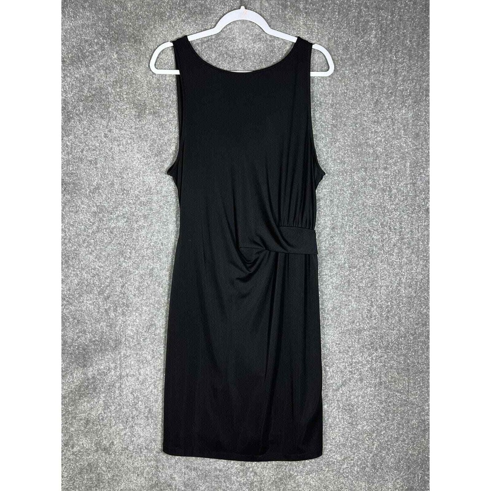 Talbots Dress Womens Size XL Black Stretch Sleeveless Side Gather Tie Back
